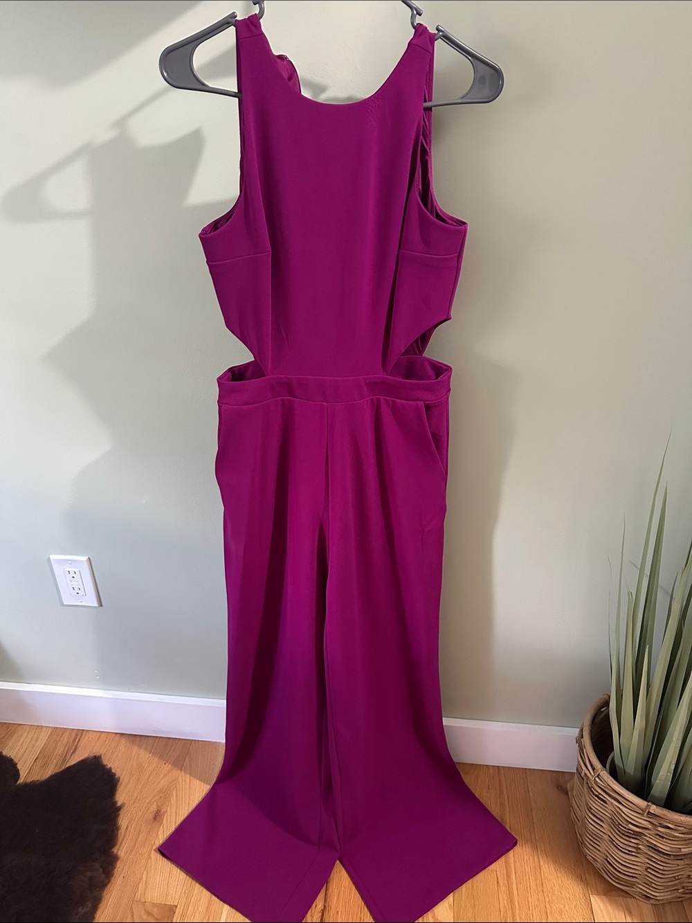 Express Fuchsia Backless Cutout Jumpsuit